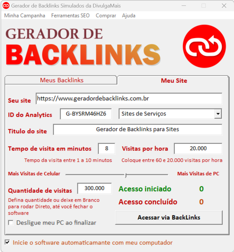 Gerador de Backlinks para Sites